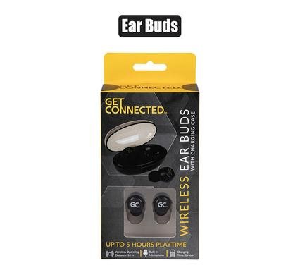 Wireless ear buds with charge case black