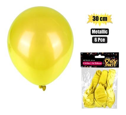 Balloons helium 6pc metallic yellow f-01