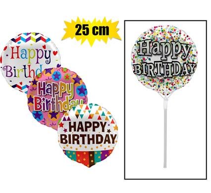 Balloons a/fill bday-2 asstd 25cm