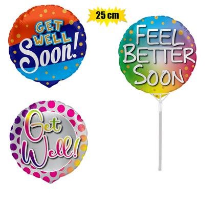 Balloon air fill w/stick get well 25cm