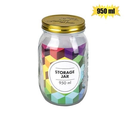 Storage-jar gls embossed 10x17cm 950ml