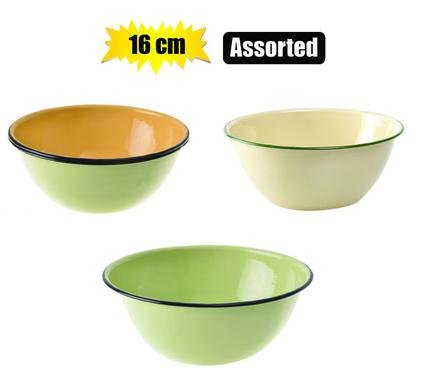 022-000116 Mixing bowl enamel 16cm plain cash-bowl
