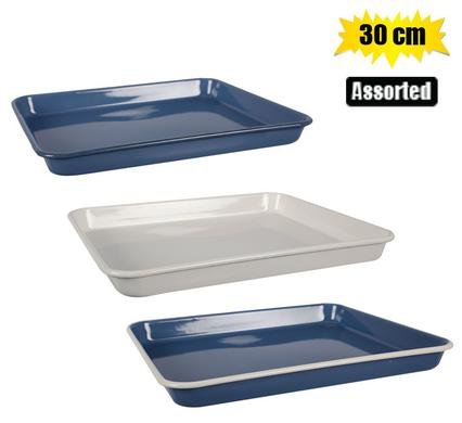 Tray 27x30cm enamel rectangular