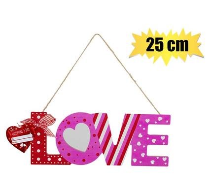 Plaque mdf sign love & heart asstd