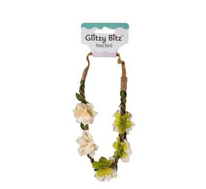 033-001215 Hair band with flowers elasticated