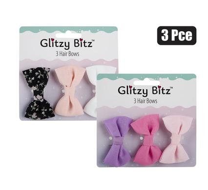 033-001257 Hair bow fabric 3pc