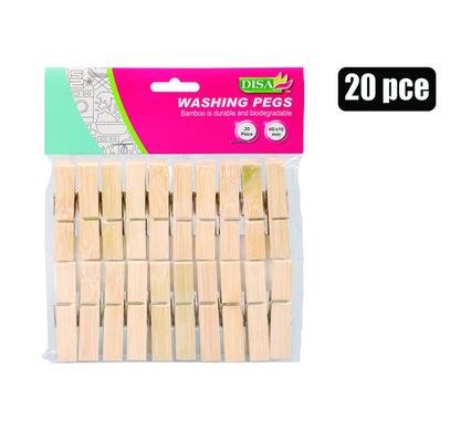 Washing pegs bamboo 60mm pack-20