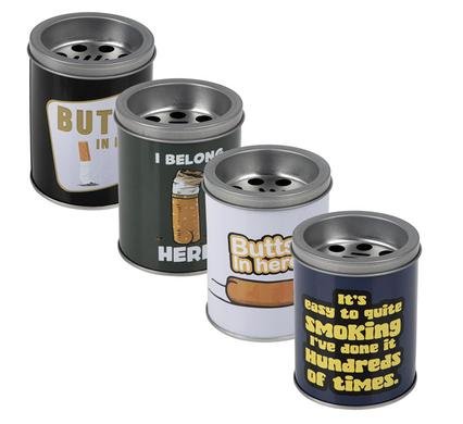Ashtray tin tub 10x7.5cm asstd designs