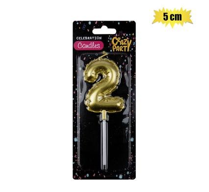 Candle birthday balloon no.2-gld 5cm