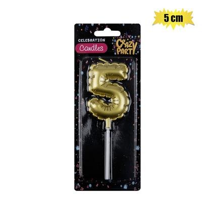 Candle birthday balloon no.5-gld 5cm