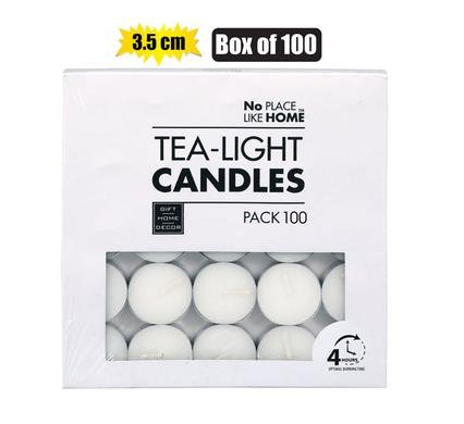 Candle tea-light white 3.5cm box-100