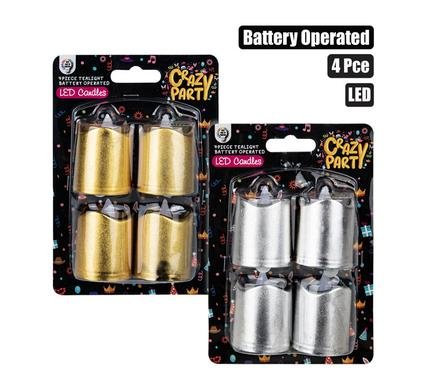 Candle artificial metallic b/o led 4pce