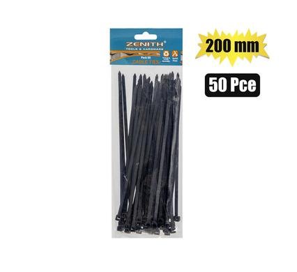 Cable-ties 4.8x200mm black 50's zenith