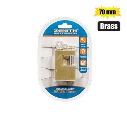 Padlock brass security 70x48x18mm zenith