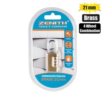 Padlock combo brs 4 whl reset 21x35mm