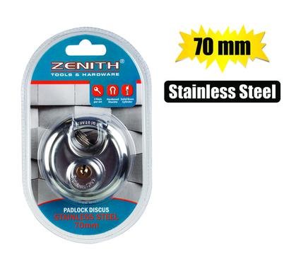 Padlock discus s/steel 70mm zenith