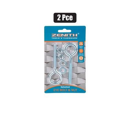 055-008202 Eye-bolt+nut galv 100 x 7.9mm 2pce
