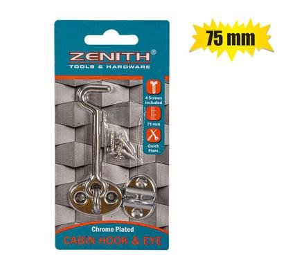 Cabin-hook+eye cp+screws 75mm zenith