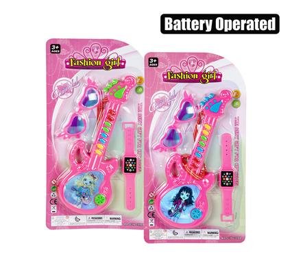 Musical guitar b/on sunglass & watch set