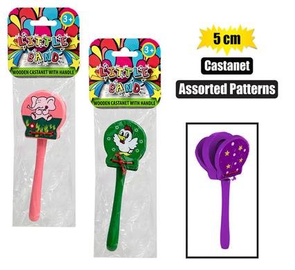 065-006105 Musical wood castanet on handle 5.5x5cm