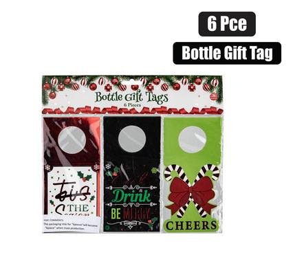 Xmas stationary bottle gift tag 6pc