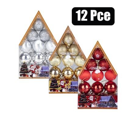 Xmas tree decor balls 12pc asstd