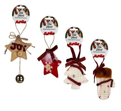 Xmas tree decor hand crafted orn asstd