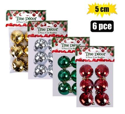 Xmas tree decor ball mirror 6pc 5cm