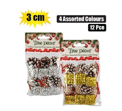 Xmas tree decor set 12pc 3cm