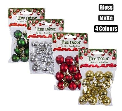 Xmas tree decor balls 12pc 3cm