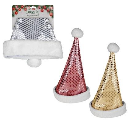 Xmas dress up santa hat sequin asstd