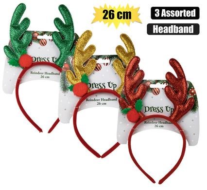 Xmas dress up headband reindeer 26cm
