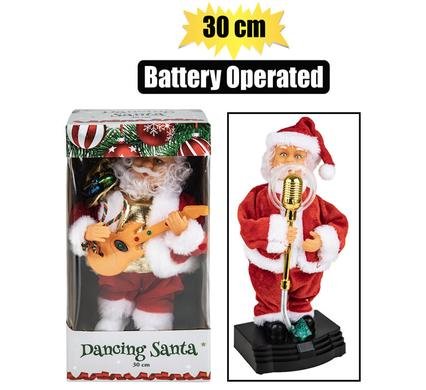 Xmas room decor dancing santa 30cm asstd