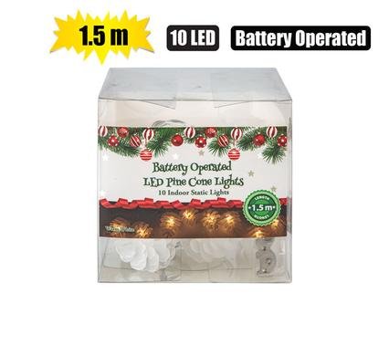 Xmas lights b/o in 10led pinecone 1.5m