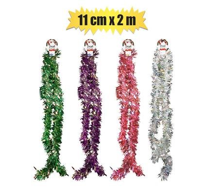 Xmas garland tinsel 11cmx2m asstd