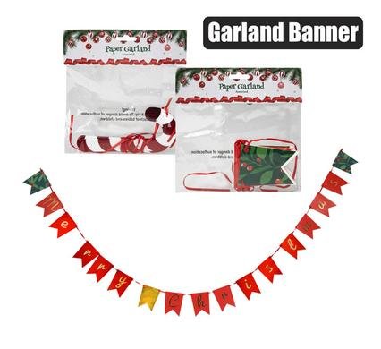 Xmas garland paper banner asstd