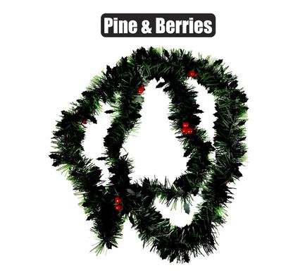 Xmas garland tinsel pine&berries
