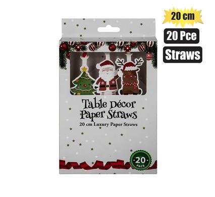 Xmas table decor paper straws 20pc 20cm