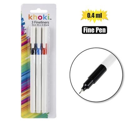 Pen fineliner red/blue/black 0.4mm