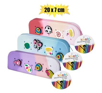 Pencil case silicon with charms 20x7cm