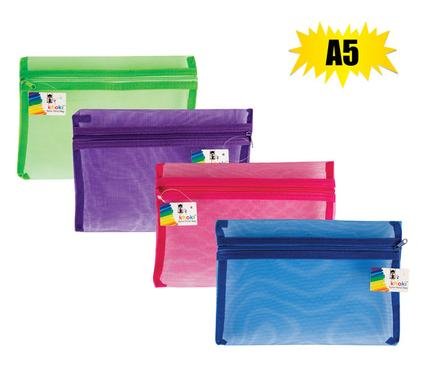 Pencil case mesh colours A5 asstd