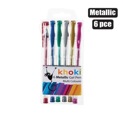 Pen novelty gel metallic 6pce