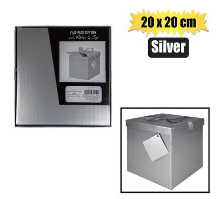 Giftbox flat pack 20x20x20cm silver