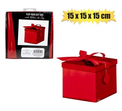 Giftbox flat pack 15c15x15cm red