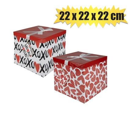 Giftbox flat pack 22x22x22cm red/love