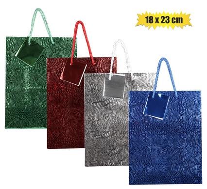 077-000452 Gift-bag metallic paper med 18x23cm emb