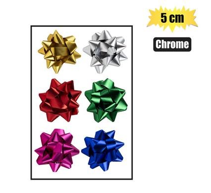 Gift-bow chrome asstd colours 5cm