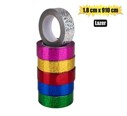 Gift ribbon laser 1.8x910cm asstd cols