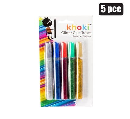 Glitter glue 5pce 11cm asstd-cols