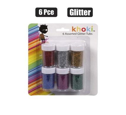 Art+craft glitter 6pce tubs
